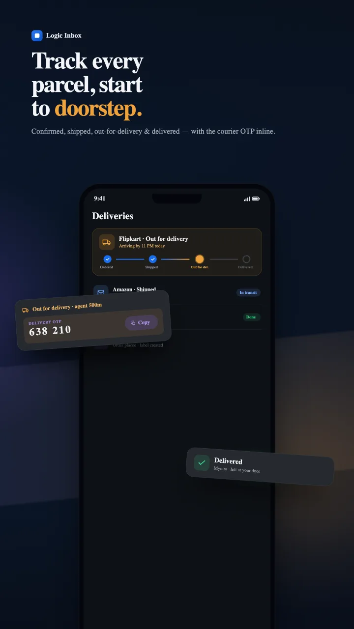 Logic Inbox — delivery and order updates grouped together